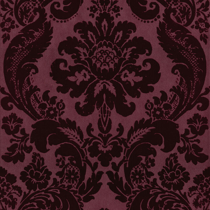 Shadow Merlot Flocked Damask Wallpaper (Set of 2)