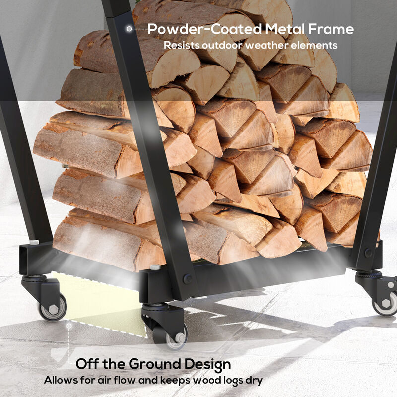 Firewood Storage Rack &ndash; Metal Log Holder for Fireplace or Backyard image number 3