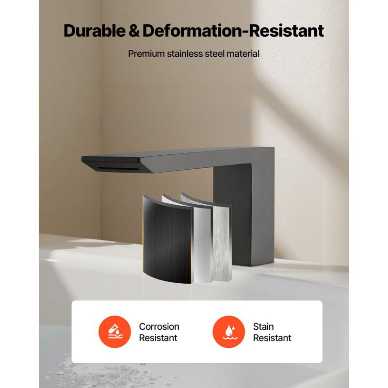 Waterfall Roman Tub Faucet Set with Handheld Shower, 3 Hole Bathtub Faucet-     Matte Black image number 5
