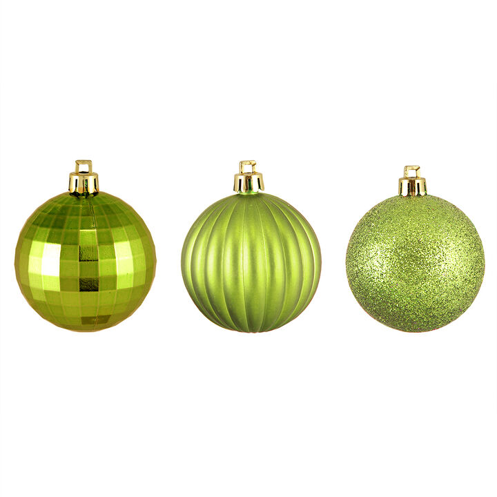 100ct Kiwi Green Shatterproof 3-Finish Christmas Ball Ornaments 2.5" (60mm)