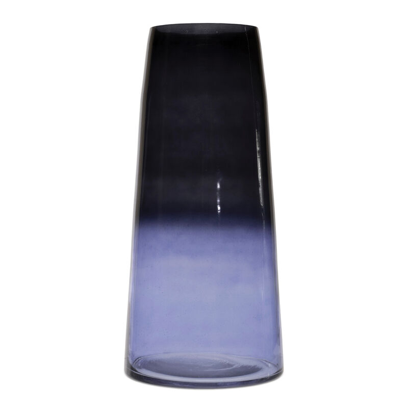 HomeRoots 13" Blue Ombre Glass Tapered Table Vase image number 0