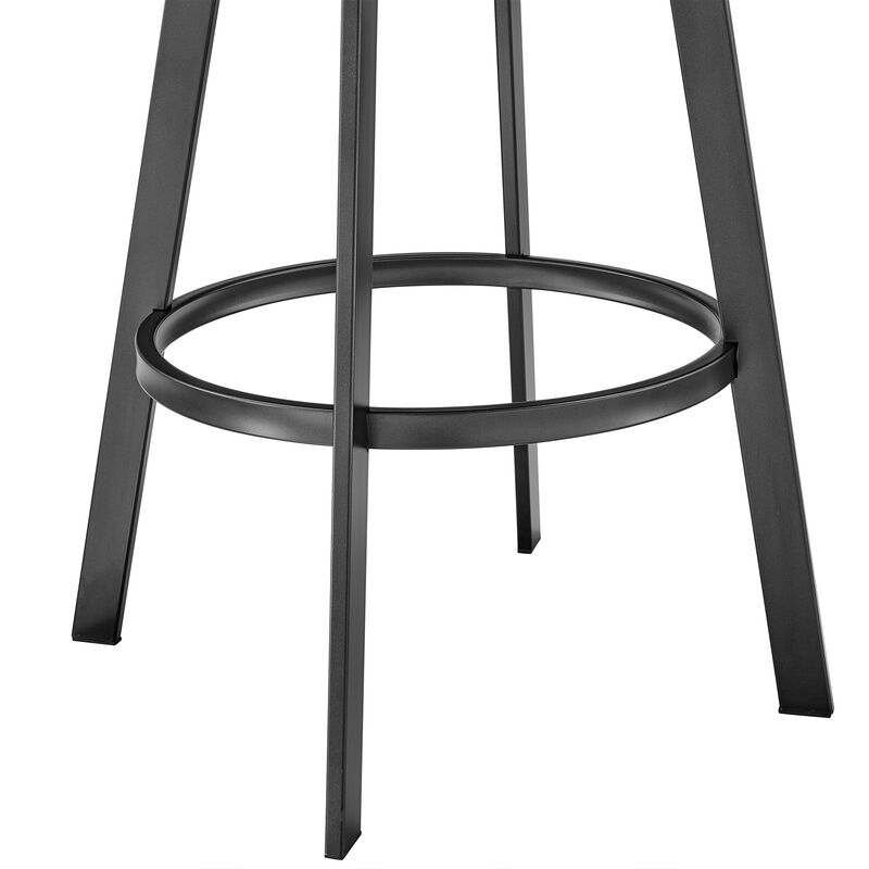 Chelsea  Counter Height Swivel Bar Stool in Black Finish and Gray Faux Leather