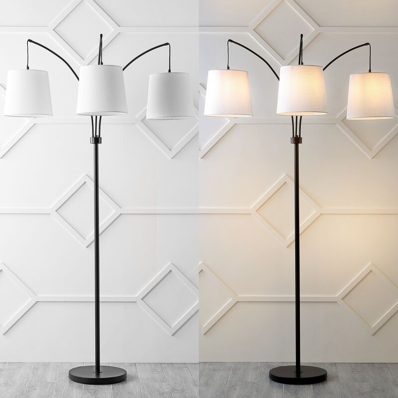 Sylva 3-Light Mid-Century Modern Head-Adjustable Iron LED Arc Floor Lamp