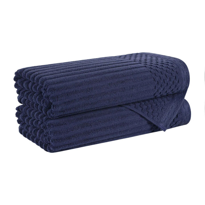 2-Piece Cotton Ribbed Bath Towel Set &ndash; Plush and Quick-Dry