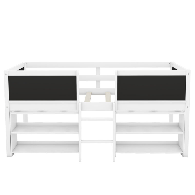 Merax Low Loft Bed with 2 Movable Shelves