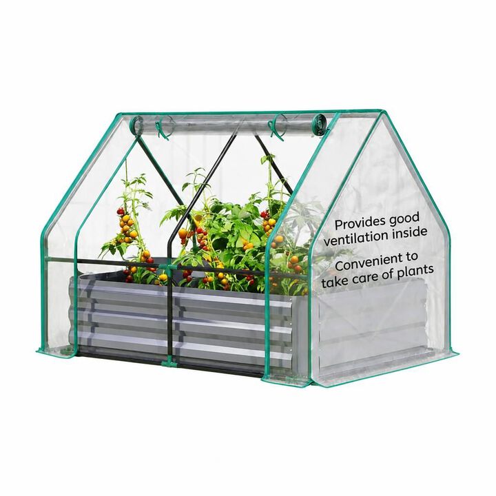 WOW PIONEER 2-in-1 Combination Raised Planter Greenhouse Outdoor Raised Garden Bed For Growing Vegetables, Flowers And Herbs