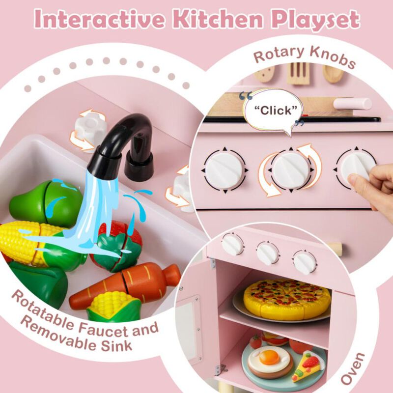 Hivvago Kids Kitchen Playset with Cooking Accessories and Storage