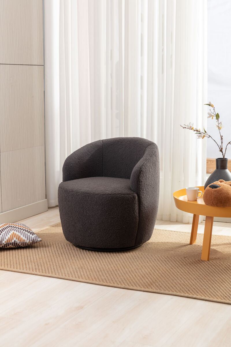 Streamdale Teddy Swivel Barrel Armchair with Metal Ring, Dark