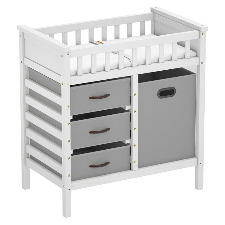 Baby Diaper Changing Station with 3 Fabric Storage Drawers for Nursery Room