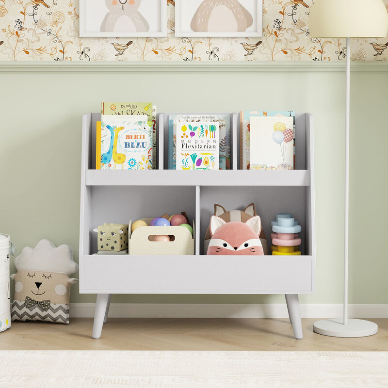 5-Cube Wooden Kids Bookshelf and Toy Organizer with Anti-Tipping Safety Hardware image number 5