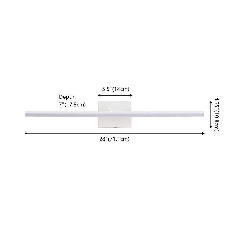 Santino 28" Modern Minimalist Swivel Integrated Dimmable LED Rechargeable Picture Light with Touch Sensor