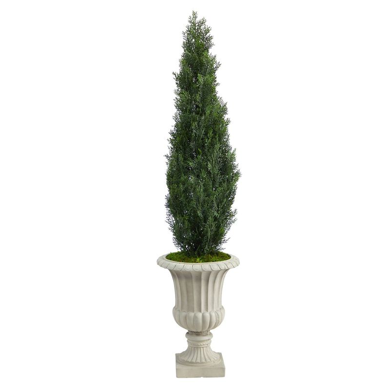 Nearly Natural 5-ft Cedar Artificial Tree in Sand Finished Urn