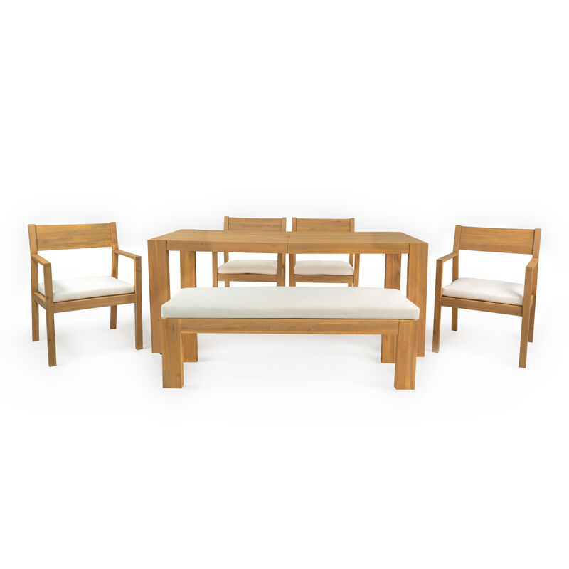 Whisen 6-Piece Rustic Outdoor Dining Set with Cushions image number 0
