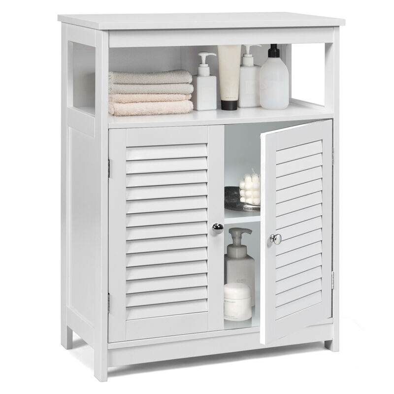 Wood Freestanding Bathroom Storage Cabinet with Double Shutter Door image number 3