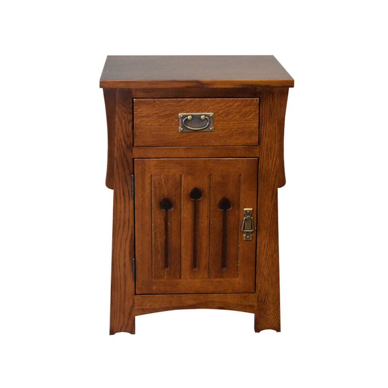 Crafters and Weavers Mission Style Solid Quarter Sawn Oak Keyhole Nightstand