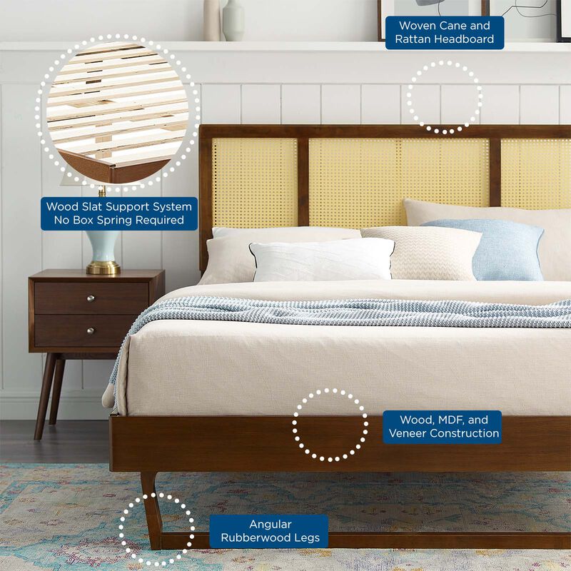 Modway - Kelsea Cane and Wood King Platform Bed with Angular Legs image number 7