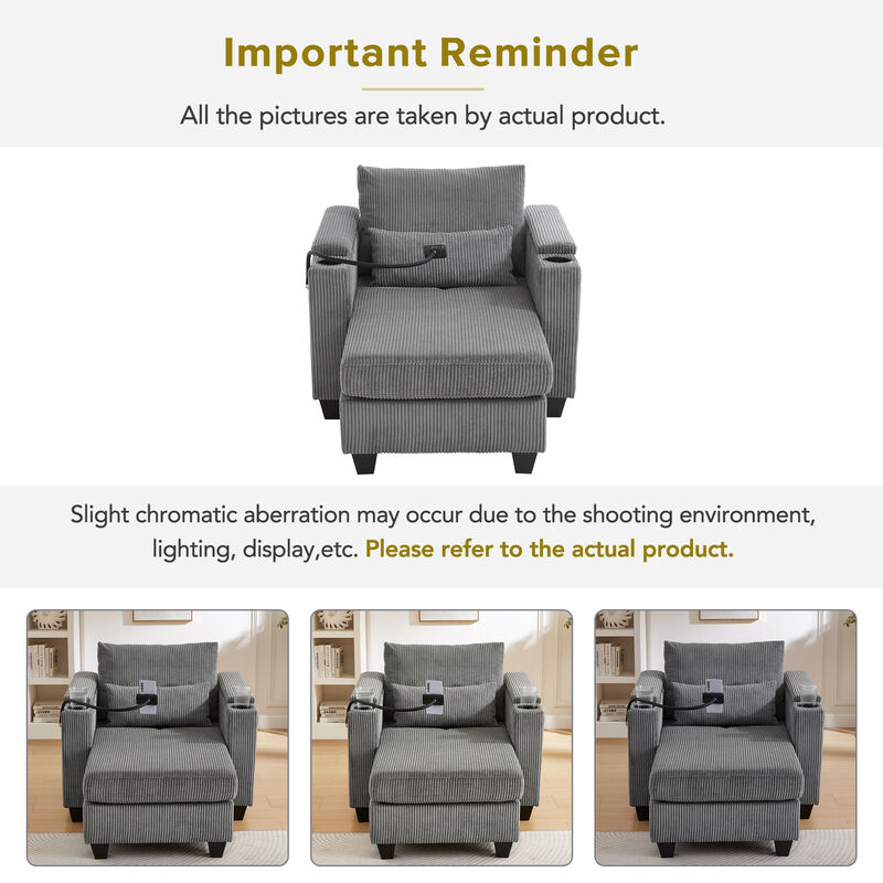 Merax Sofa Bed Corduroy Sleeper Sofa with USB Ports