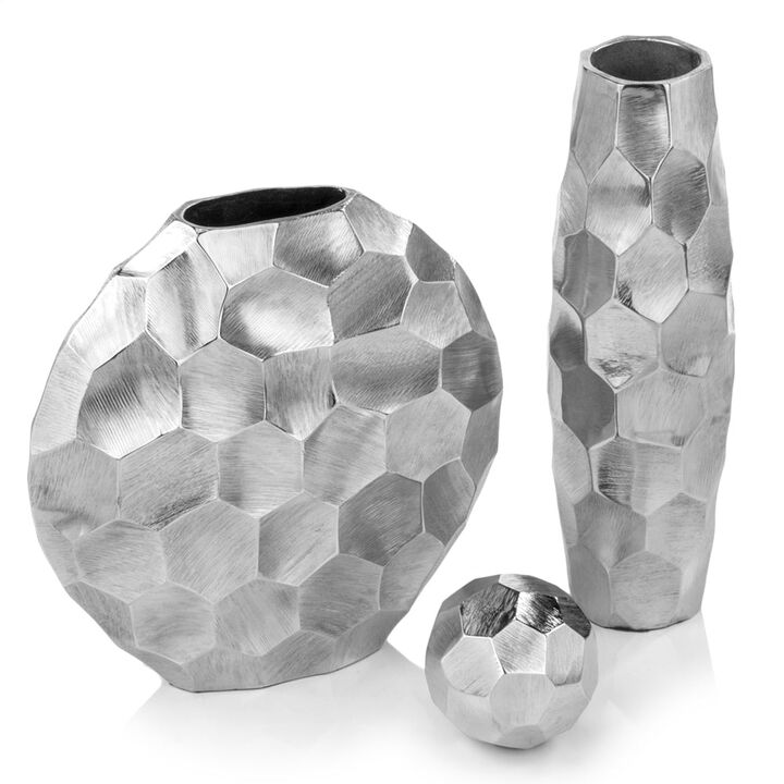 Homezia Artistic Rough Silver Round Vase