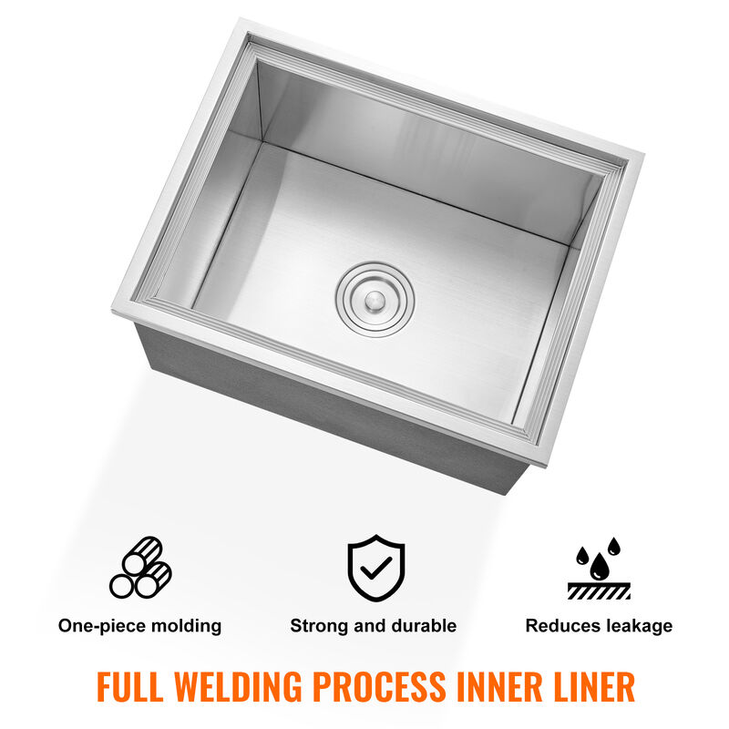 VEVOR 22"x17"x12" Drop in Ice Chest Ice Cooler Ice Bin Stainless Steel w/Cover image number 3