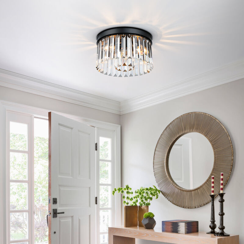 12 in. Modern Glam 3-Light Dimmable Crystal Flush Mount Ceiling Light image number 6