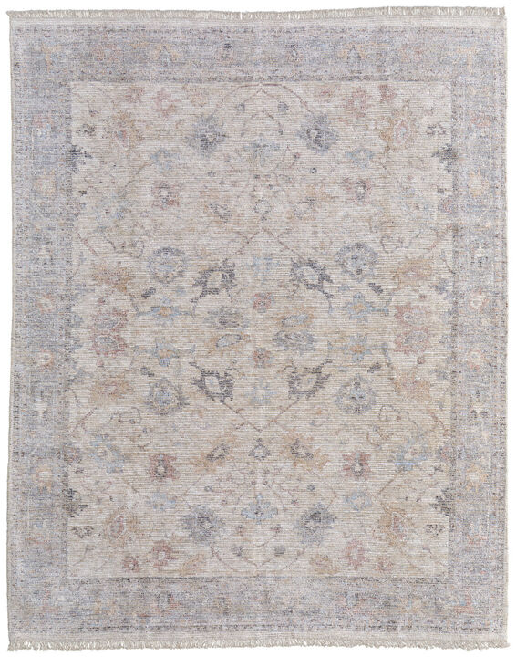 HomeRoots Floral Hand Woven Distressed Area Rug With Fringe