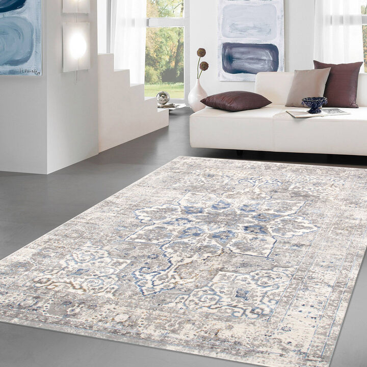 Pasargad Home Turkish Efes Design L. Grey Area Rug- 4' 0" X 6' 0"