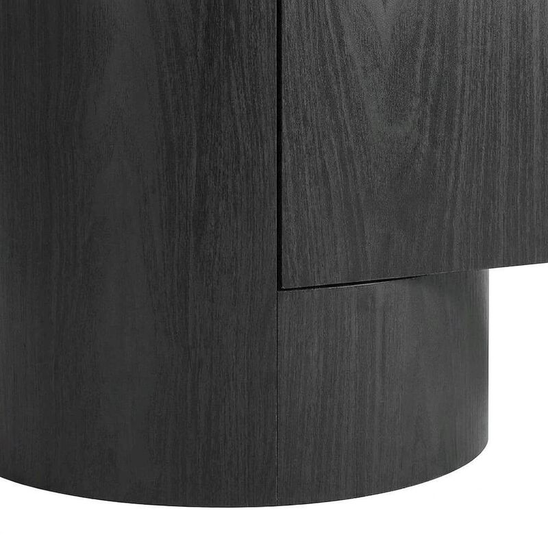 Oval Entertainment Center TV Console Cabinet with Storage and Drawers, Light Oak image number 5