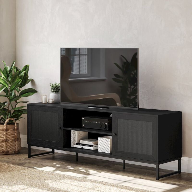 Flash Furniture Malaki Mid-Century Modern 65 Inch TV Stand, TV Stand for up to 70" TV's, Black image number 9