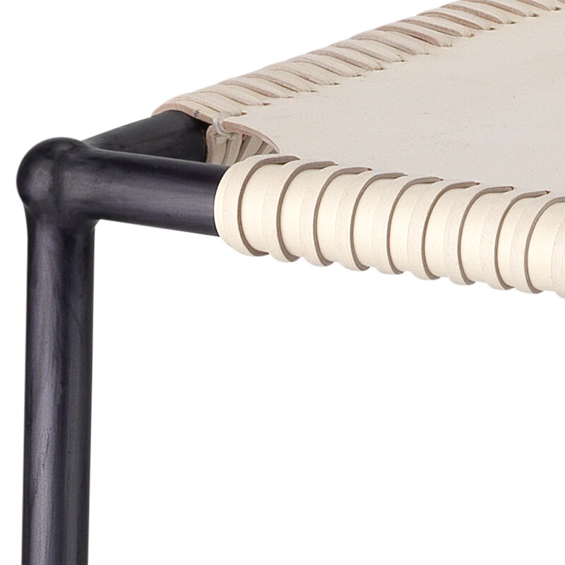 Asher White Leather Bar Stool