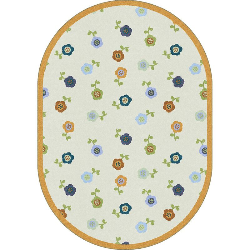 Joy Carpets Kid Essentials Awesome Blossom 5'4 x 7'8 Oval Area Rug in Color Soft
