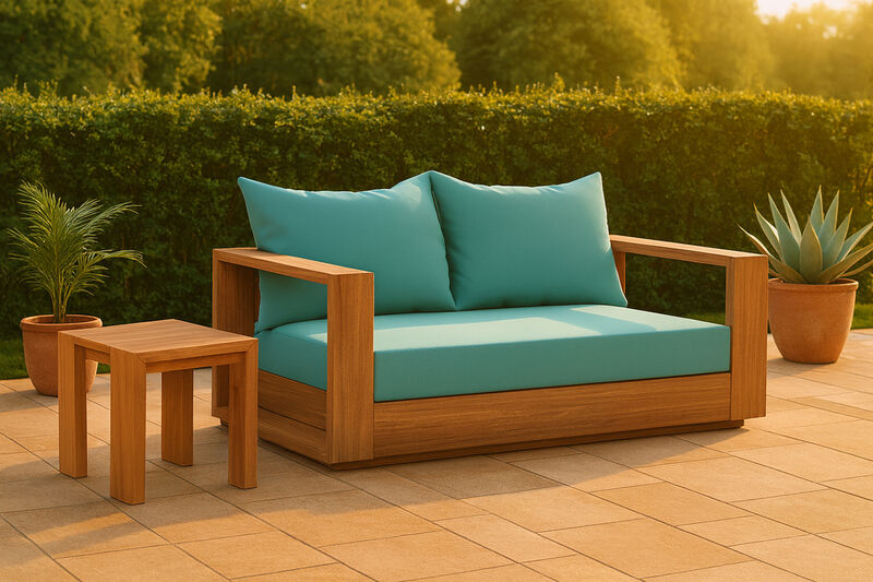 Meridian Furniture Tulum Blue Water Resistant Fabric Outdoor Loveseat image number 1