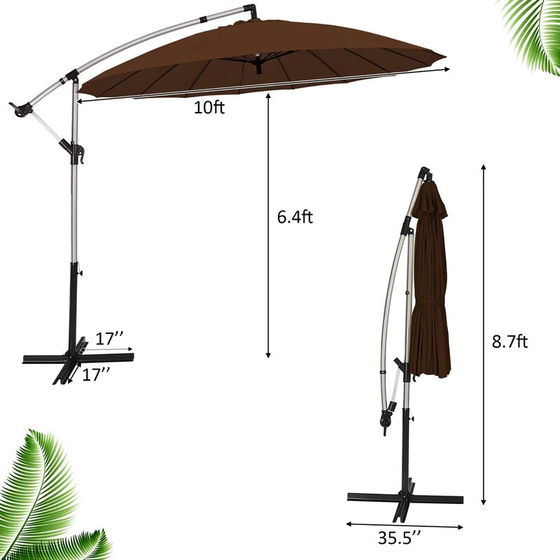 Mondawe 10 Feet Patio Offset Umbrella Market Hanging Umbrella for Backyard Poolside Lawn Garden