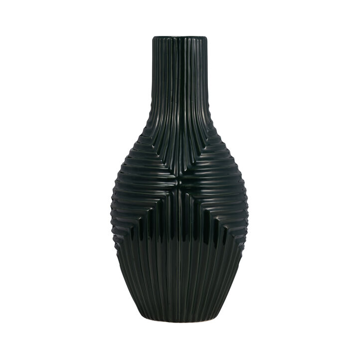 16" Tribal Vase, Forest Green