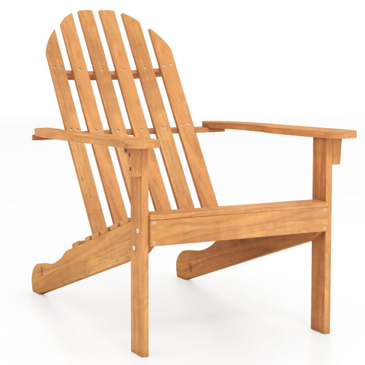 Outdoor Adirondack Chair with Sloped Seat and Tall Backrest for Porch, Patio & Poolside-Natural
