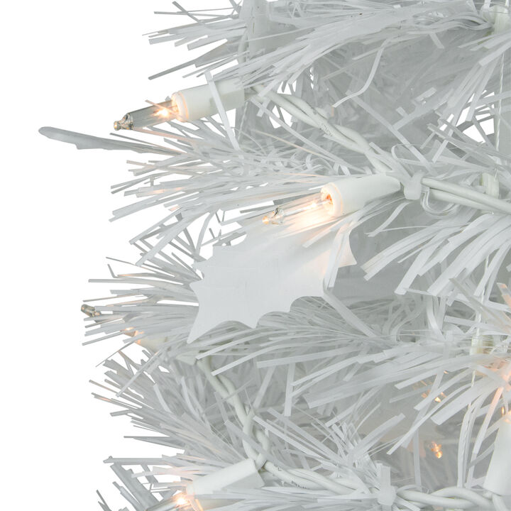 4' Pre-Lit White Tinsel Pop-Up Artificial Christmas Tree  Clear Lights