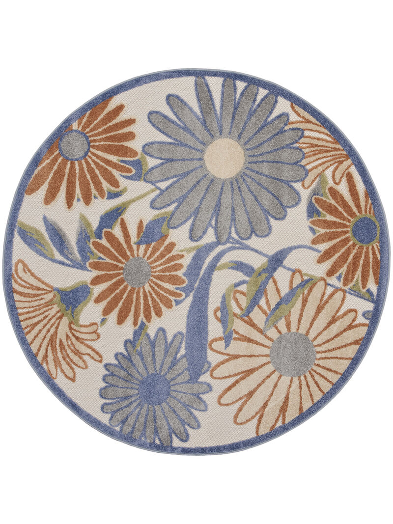 Aloha ALH33 Beige/Multicolor 5'3" x Round Rug