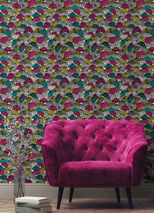 Dara Fuschia Jolly Brollies Wallpaper