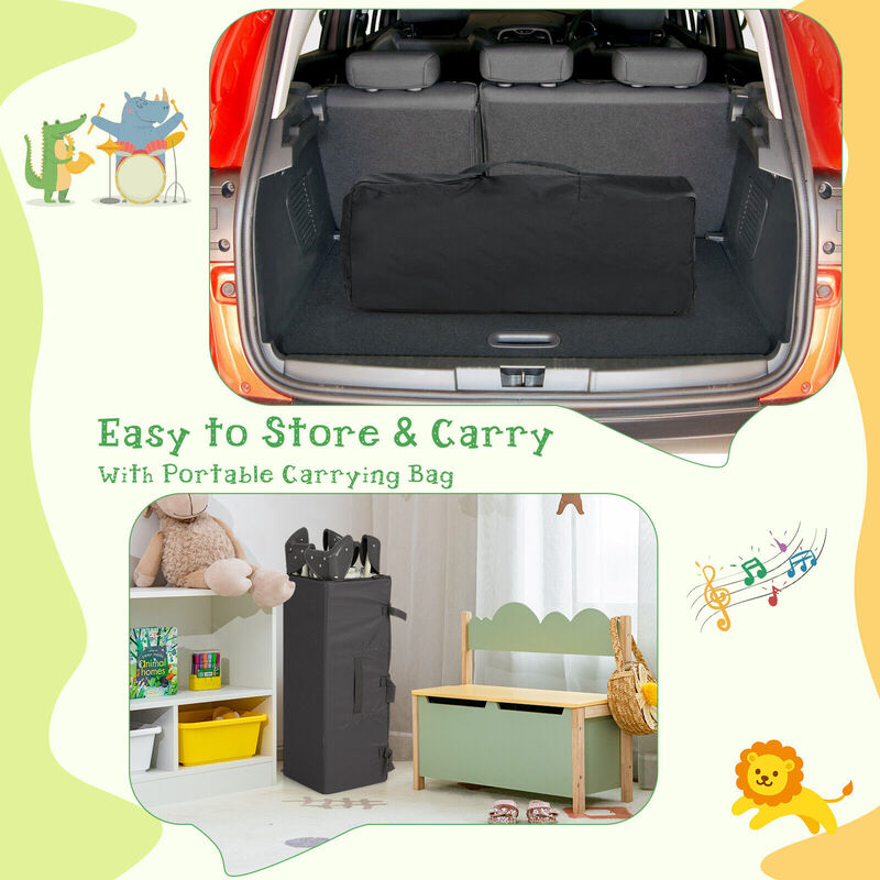 3-in-1 Convertible Portable Baby Playard with Music Box and Wheel and Brakes