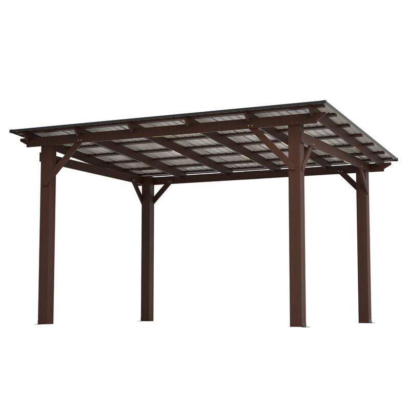 13x10 FT Wooden Gazebo with Metal Roof, Outdoor Shade Structure for Backyard Garden Patio image number 0