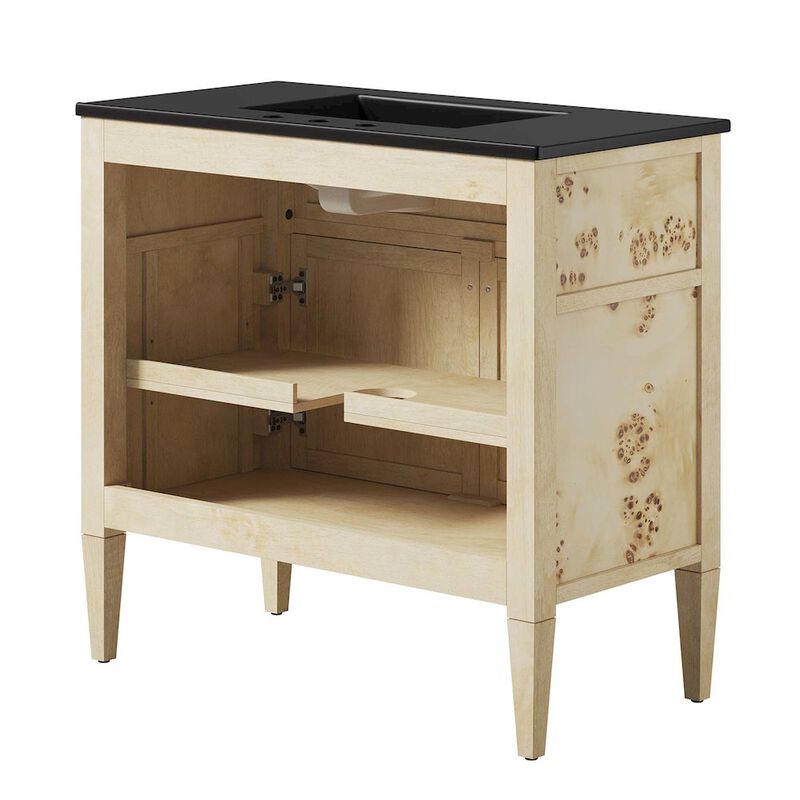 Modway Elysian 36" Wood Bathroom Vanity in Black Burl with Ceramic Sink Basin image number 5