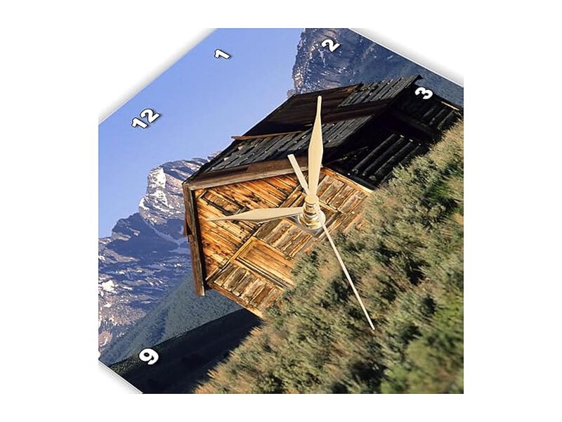 Log Cabin Sawtooth Mountains Stanley Idaho Wall Clock 13 Inch Home Decor image number 3