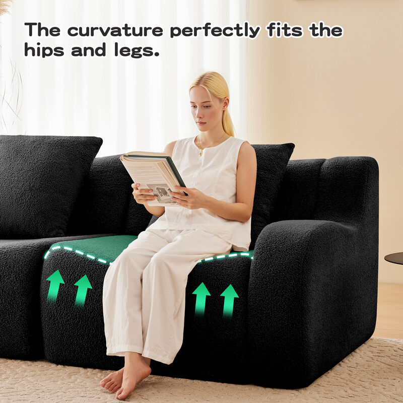 Merax Simplified Modular Sectional Sofa Premium Skin-Friendly Teddy Fabric 32D High Density Sponge image number 5