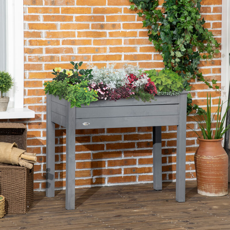 Hivvago 34" Wooden Raised Garden Bed with Drainage Holes image number 1