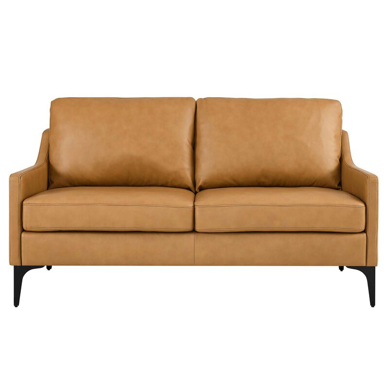 Corland Leather Loveseat Brown image number 0