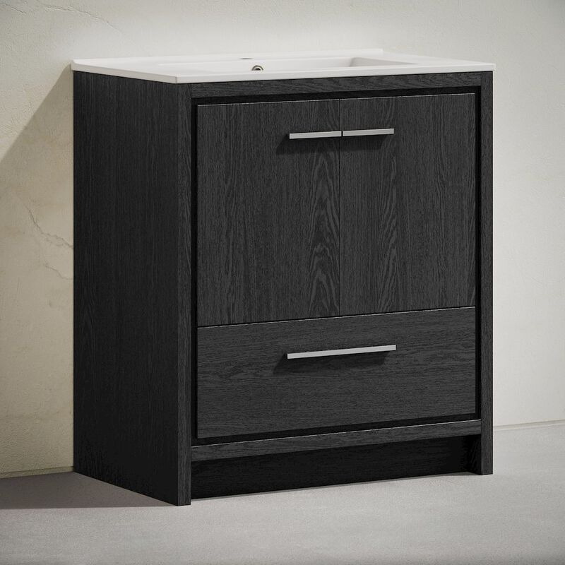 Virage 30" Freestanding Bathroom Vanity in Black Oak with Sink Top image number 4