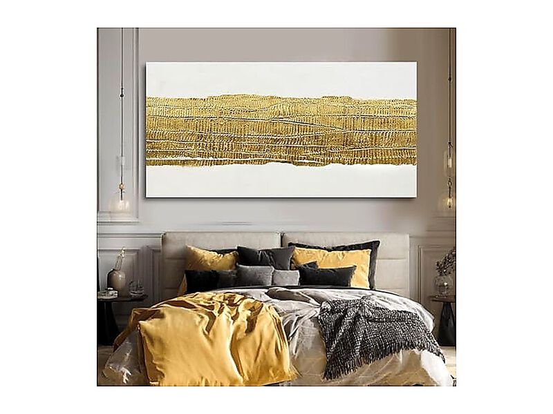 Abstract Wall Simple Canvas Art Gold Decor 29 X 58 Inch Large Living Room Office image number 2