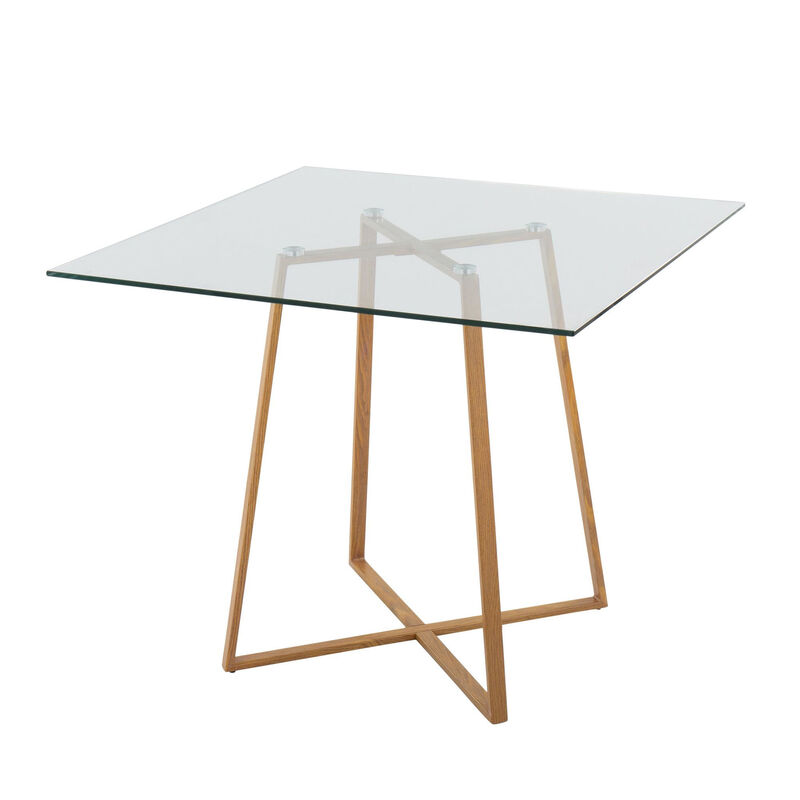 Lumisource Home Indoor Cosmo Contemporary Square Dining Table with Metal Legs and Clear Glass Top image number 4