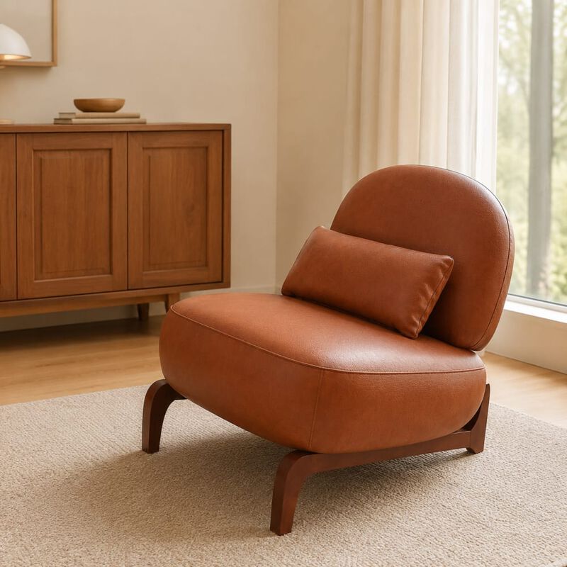 GOODSILO Armless Accent Chair with Plush Cushion and Solid Wood Legs, Soft Upholstered Seating for Living Room Bedroom Apartment Balcony Waiting Room image number 3