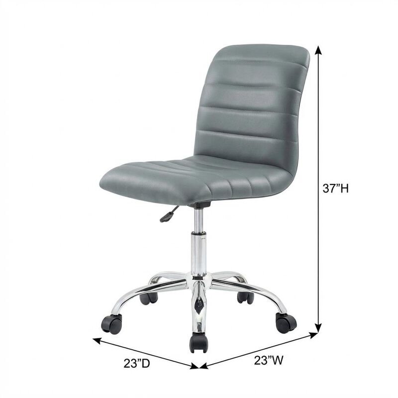 Vinyl Mid Back Office Chair with Armless Design and 18 lb Weight image number 2