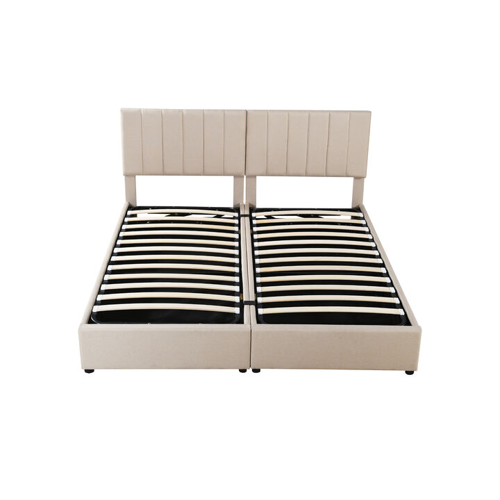 Merax Upholstered Platform Bed with Hydraulic Storage System